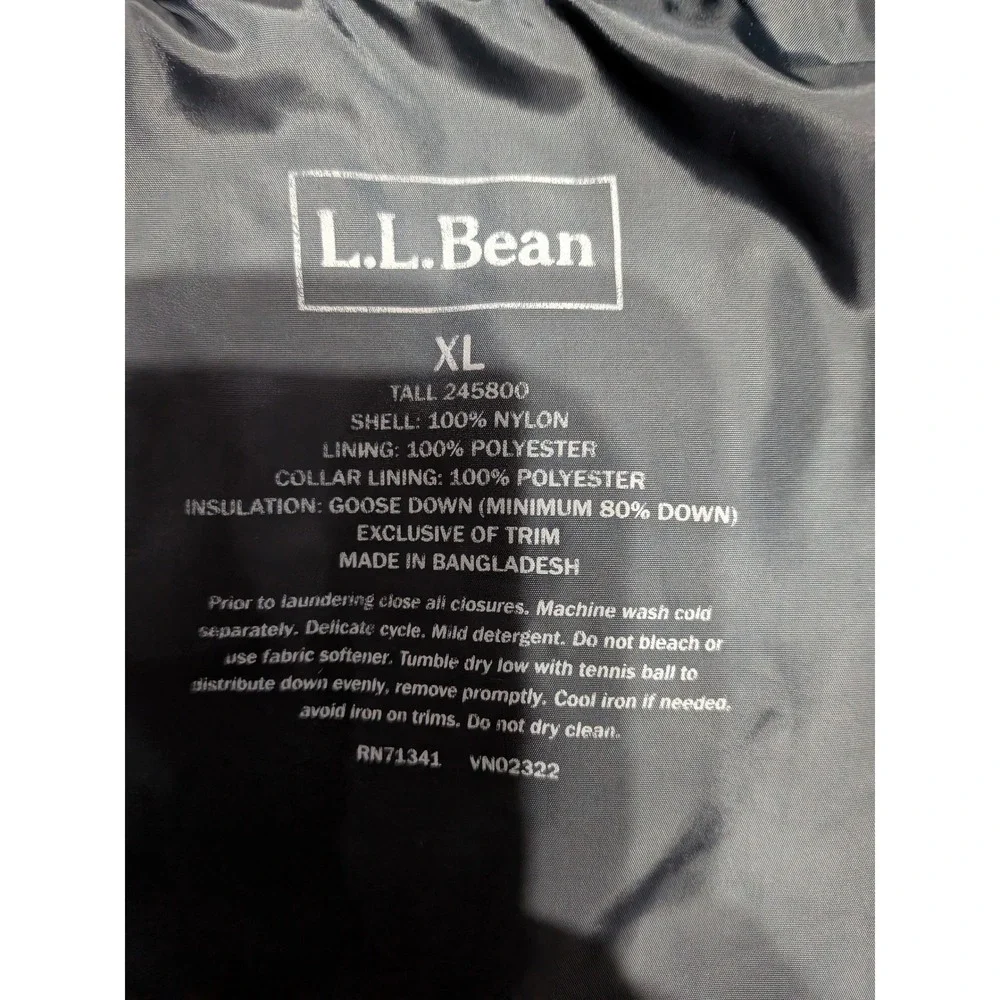 LL Bean Mens XL Tall Red Goose Down Puffer Vest Full Zip Quilted 245800